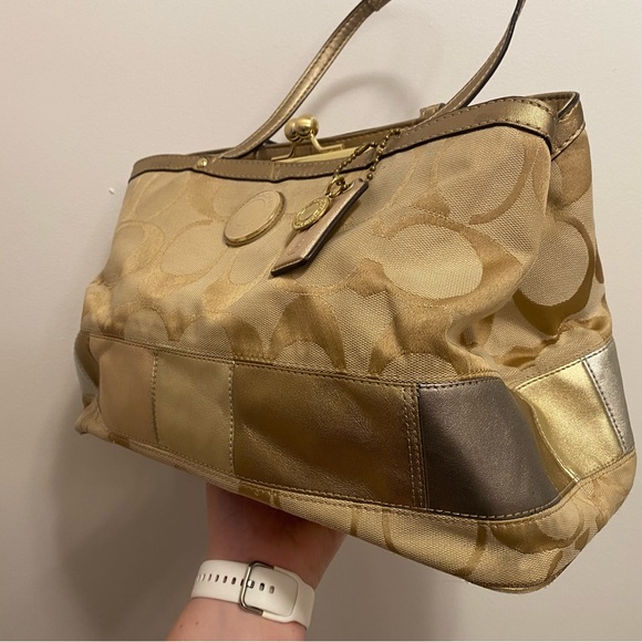 COACH gold and tan purse - Picture 7 of 7